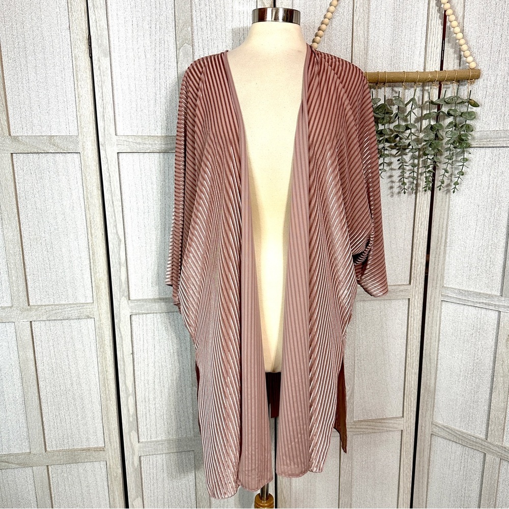 Alchemy Thread Boho Burnout Ribbed Velvet Kimono Open Front Cardigan Size XXL